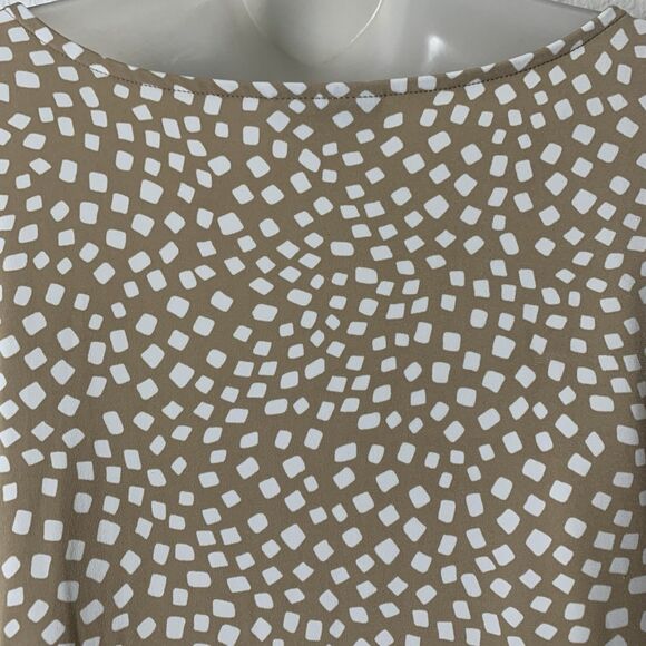 Alfani Womens 2X Tunic Top Tan White Printed 3/4 Sleeve Asymmetric Hem Stretchy - Picture 5 of 12